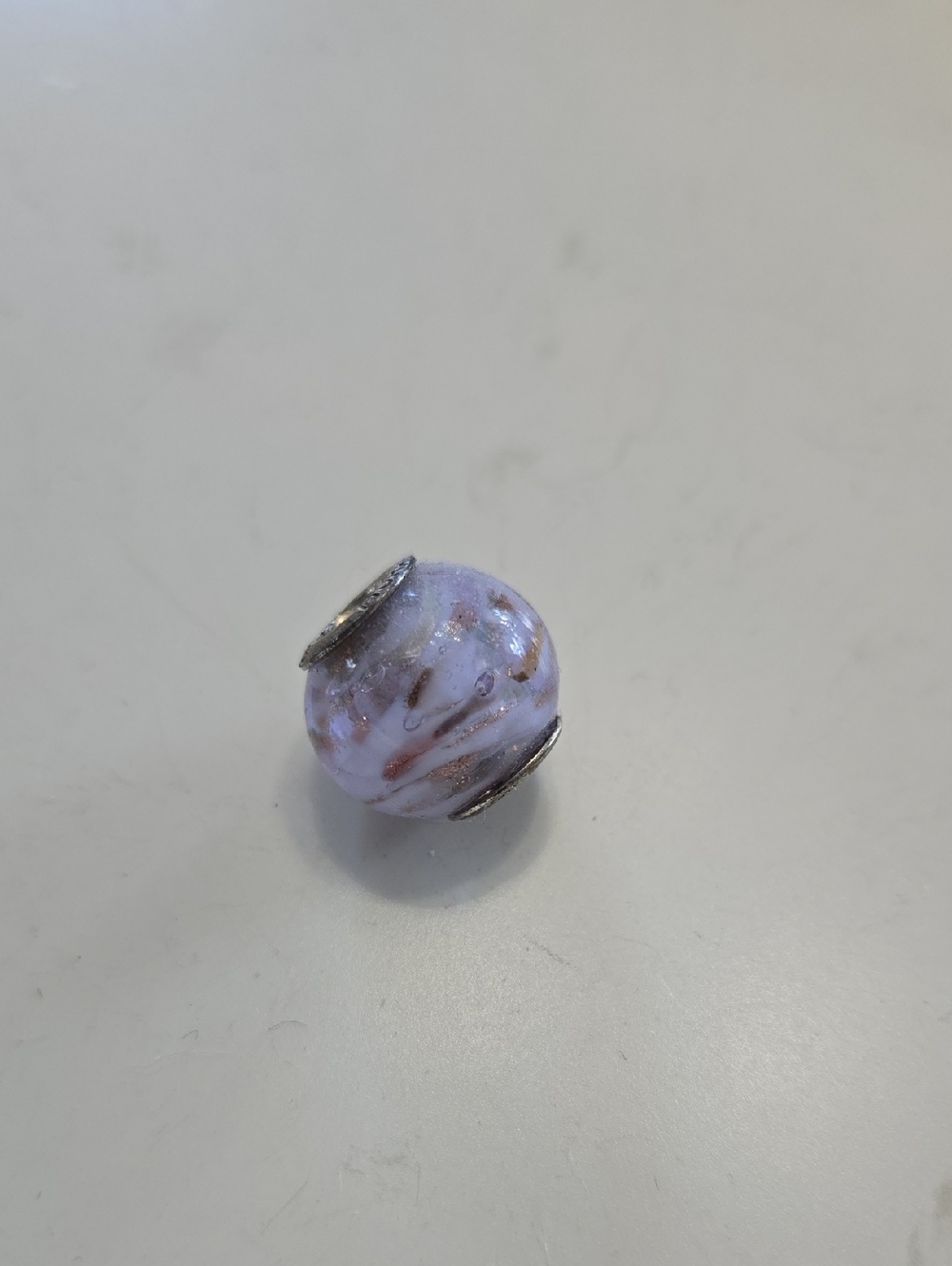 Lavender Glass European Bead with Silver Accents